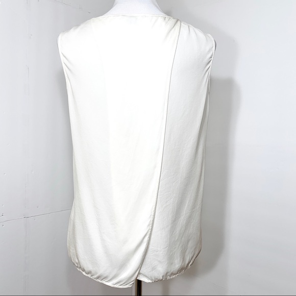 SOLD-Vince Split Back Silk Sleeveless Blouse - Picture 4 of 9